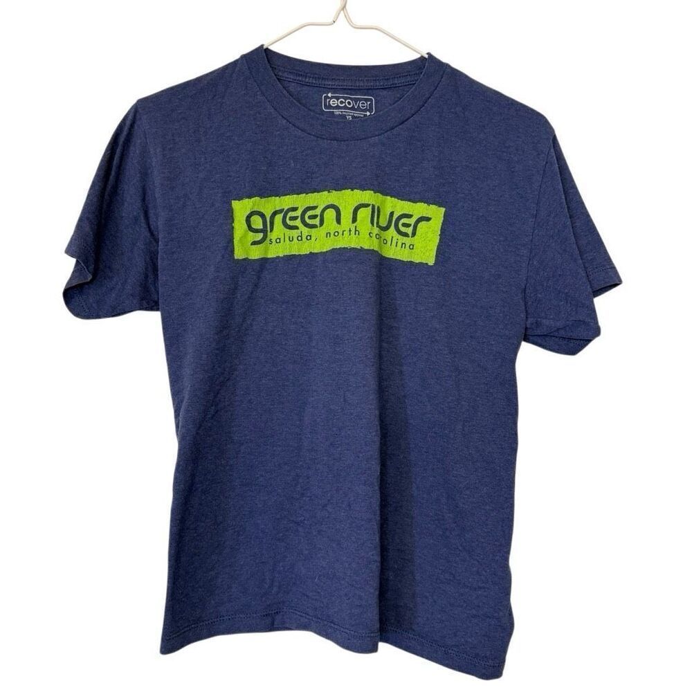Recover Green River Graphic Crew Neck Short Sleeve Navy Blue T-Shirt Size YS